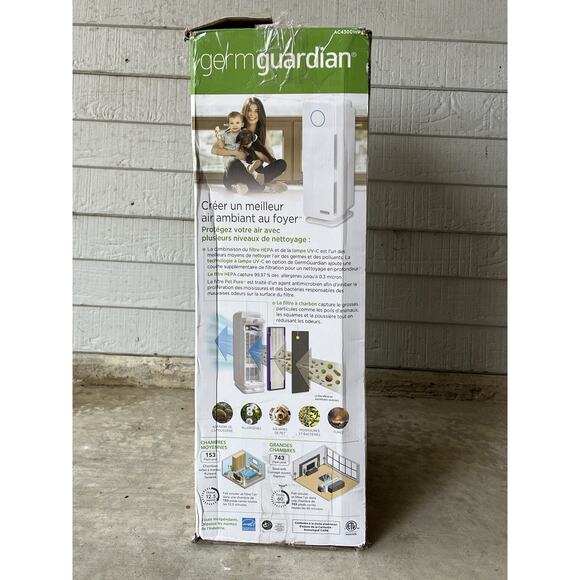 Germ Guardian New 5-in-1 Air Purifier Pet Pure HEPA Filter UVC Sanitizer Odor - Picture 3 of 9